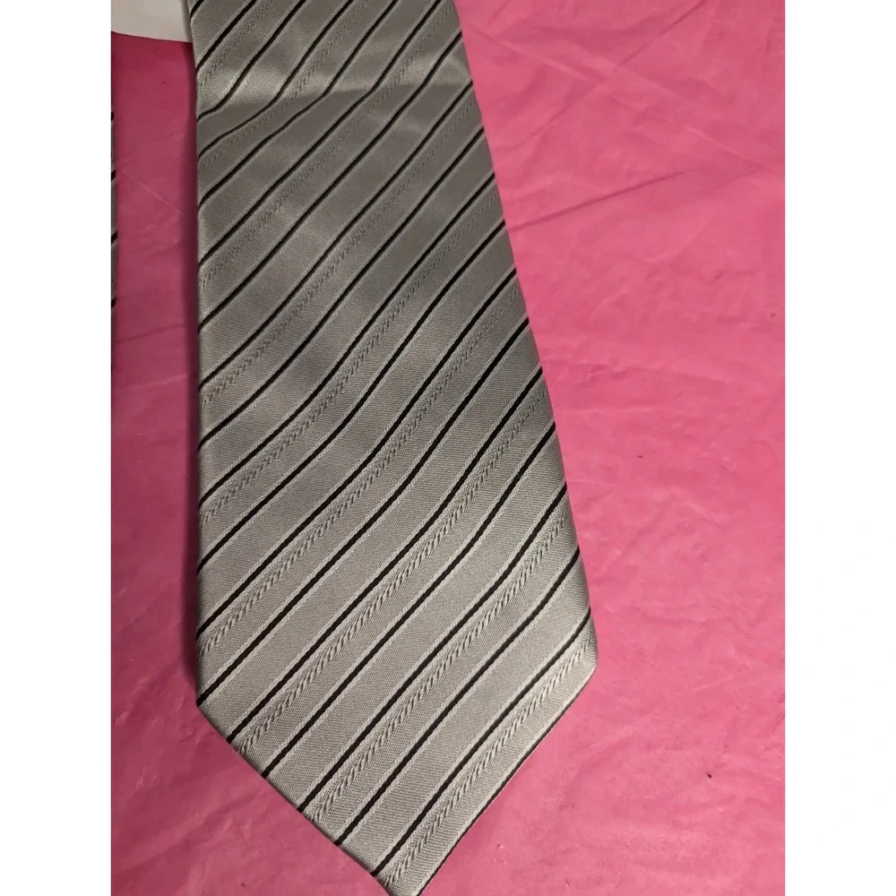 Vintage VITORELLI design Italy black grey white mens neck tie NEW‎ with tags